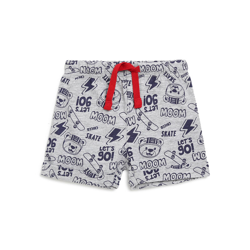 Boys Light Grey Printed 2 Pc Set T-shirt with Short Trouser image number null